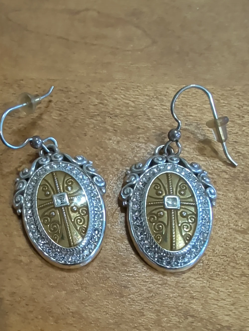 Brighton Truthful Cross Dangle Earrings Crystal Silver Tone Inspirational Faith
